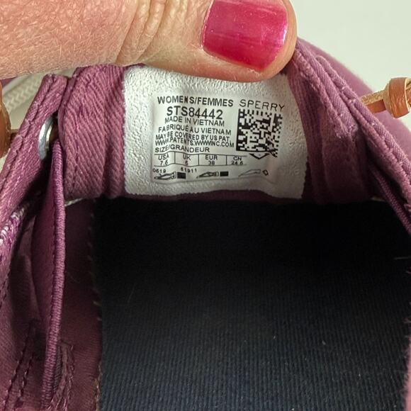 Sperry Topsider Boat Shoes Women's 7.5 Purple Canvas Round Toe Low Top Comfort - Picture 10 of 10